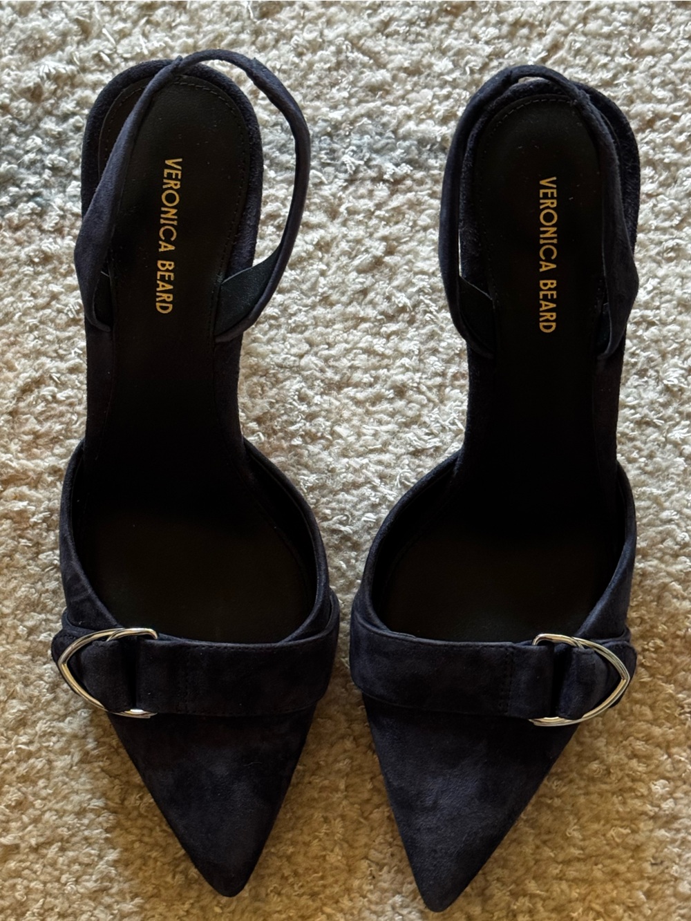 NEW Veronica Beard Loralyn Slingback Pointed Toe Pump in Navy Suede - Picture 9 of 13